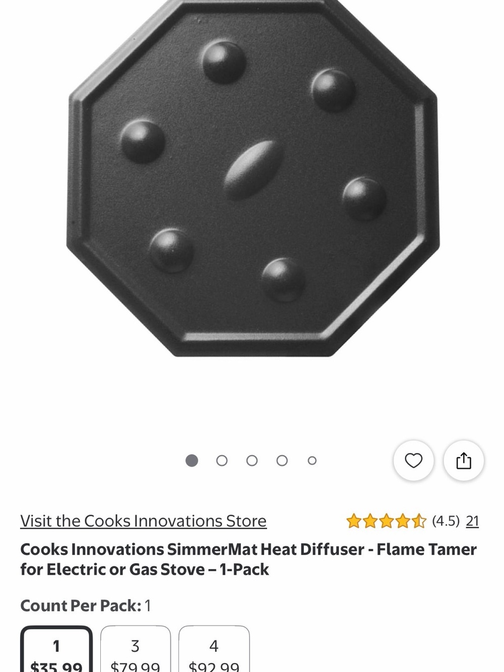 SimmerMat Heat Diffuser - Black, Cooks Innovations. 8” metal - Picture 8 of 11